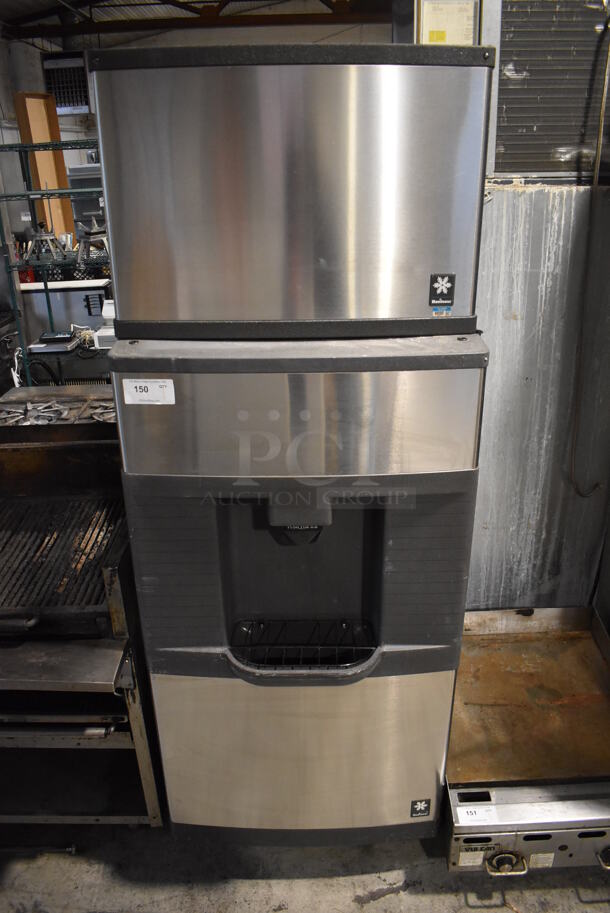 Manitowoc QD0452A Stainless Steel Commercial Ice Machine Head on Manitowoc QPA310 Stainless Steel Commercial Ice Bin Hotel Dispenser. 115 Volts, 1 Phase. 30x29x82 - Image 1 of 7
