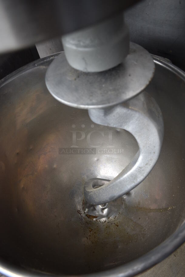 Hobart Model H-600 Metal Commercial Floor Style 60 Quart Planetary Dough Mixer w/ Pelican Head, Stainless Steel Mixing Bowl, Bowl Dolly, Whisk, Paddle and Dough Hook Attachments. 230 Volts, 1 Phase. 26x40x56 - Image 3 of 12