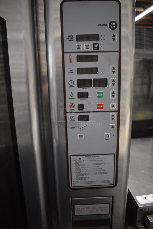 Baxter OV310E Stainless Steel Commercial Floor Style Electric Powered Mini Rotating Rack Oven w/ Lower Pan Rack on Commercial Casters. 208 Volts, 3 Phase. 48x38x78 - Image 3 of 9