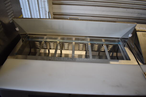 Avantco 178APT48HC Stainless Steel Commercial Sandwich Salad Prep Table Bain Marie Mega Top on Commercial Casters. 115 Volts, 1 Phase. 47x30.5x42.5. Tested and Powers On But Does Not Get Cold - Image 6 of 11