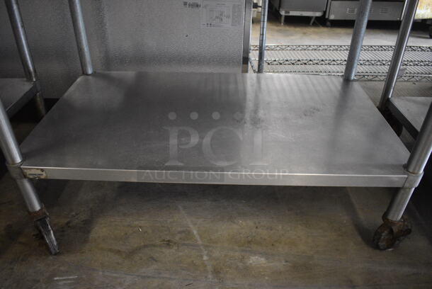 Stainless Steel Commercial Table w/ Under Shelf and Back Splash on Commercial Casters. 48x30x40 - Image 4 of 4