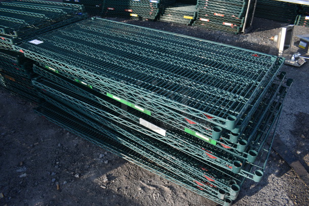 ALL ONE MONEY! Lot of 13 Metro Green Finish Wire Shelves. 60x30x1.5