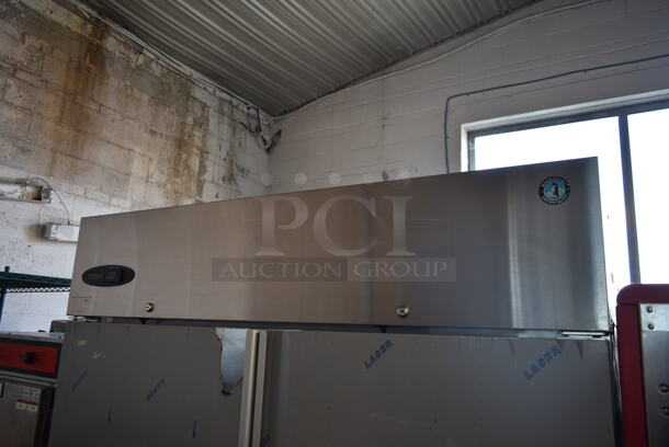BRAND NEW SCRATCH AND DENT! 2016 Hoshizaki CR2S-HS Stainless Steel Commercial 4 Half Size Door Reach In Cooler on Commercial Casters. 115 Volts, 1 Phase. Tested and Working! - Image 2 of 10