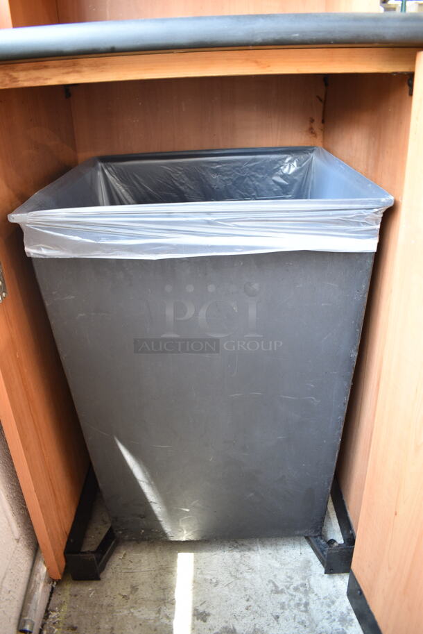Wood Pattern Trash Can Shell w/ Trash Deposit Hole, Tray Return, Trash Can and Door.  - Image 3 of 4