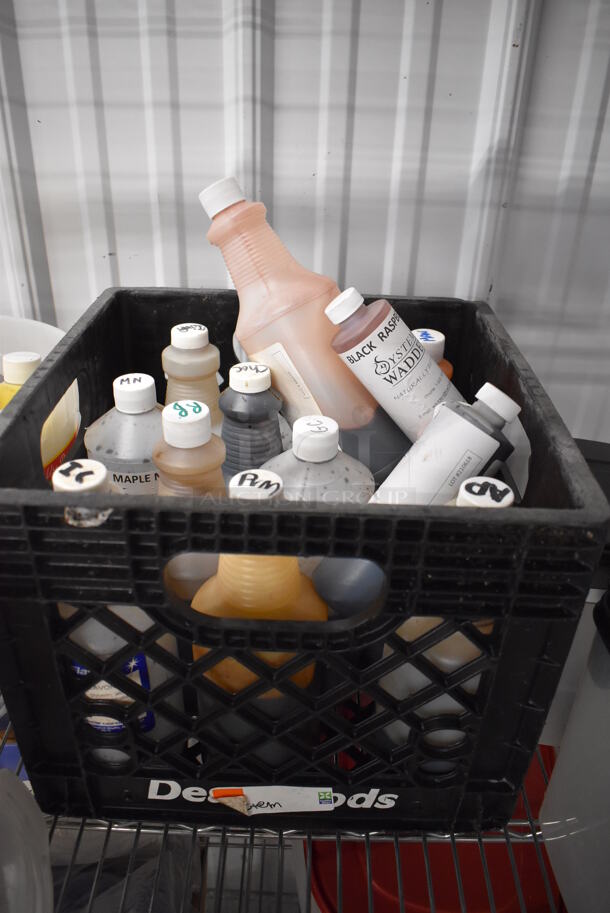 ALL ONE MONEY! Tier Lot of Various Items Including Clear Poly Bins and Syrups - Image 6 of 12