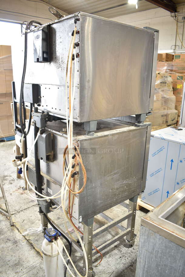 2 2015 Unox XAV305E Stainless Steel Commercial Electric Powered Convection Oven on Stand w/ Commercial Casters. 208-240 Volts, 3 Phase. 2 Times Your Bid!  - Image 4 of 9