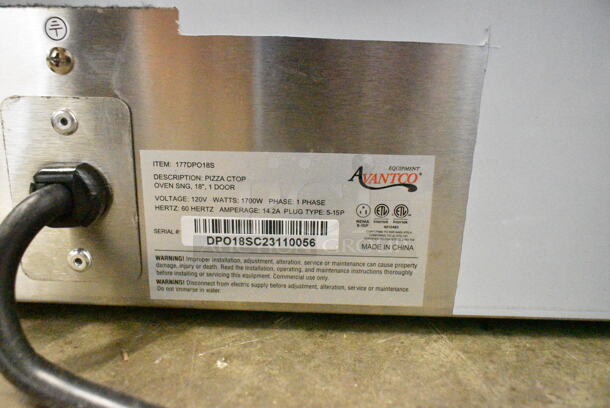 BRAND NEW SCRATCH AND DENT! Avantco 177DPO18S Stainless Steel Commercial Countertop Single Deck Countertop Pizza/Bakery Oven. 120 Volts, 1 Phase. Tested and Working! - Image 6 of 6