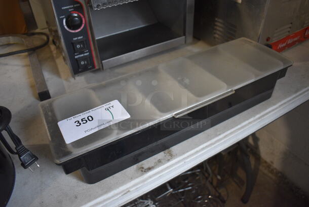 Black and Clear Poly Bar Topping Rail w/ 6 White Drop Ins. 20x6x4 - Image 3 of 3