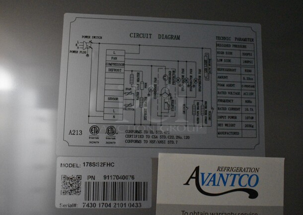 BRAND NEW SCRATCH AND DENT! Avantco Model 178SS2FHC Stainless Steel Commercial Two Door Reach In Freezer w/ Poly Coated Racks on Commercial Casters. 115 Volts, 1 Phase. 54x32x77.5. Tested and Working! - Image 4 of 7