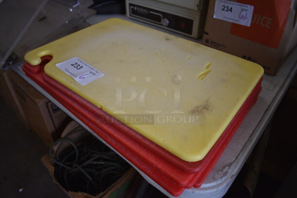 6 Cutting Boards; Yellow and 5 Red. 18x12x0.5. 6 Times Your Bid!
 - Image 2 of 4