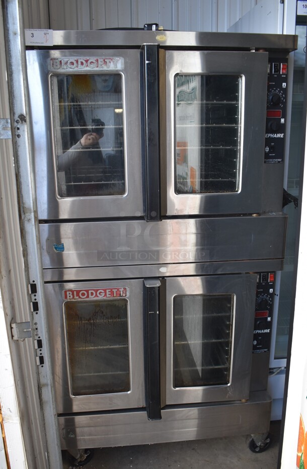 2 Blodgett Zephaire Stainless Steel Commercial Natural Gas Powered Full Size Convection Oven w/ View Through Doors, Metal Oven Racks and Thermostatic Controls on Commercial Casters. 2 Times Your Bid! - Image 1 of 6