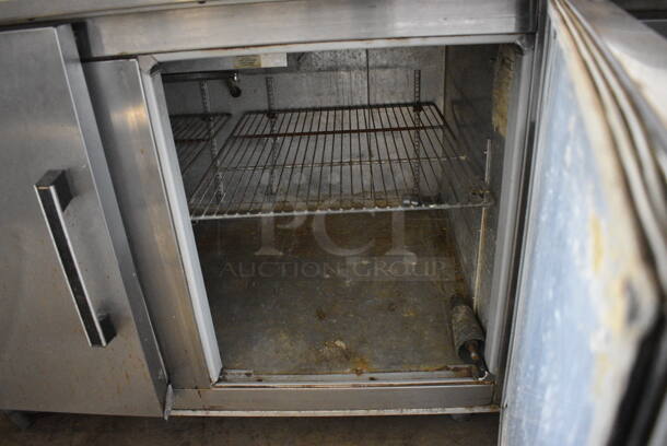 Migali Stainless Steel Commercial 2 Door Work Top Cooler. 115 Volts, 1 Phase. 64x34x40. Tested and Powers On But Does Not Get Cold. - Image 6 of 7