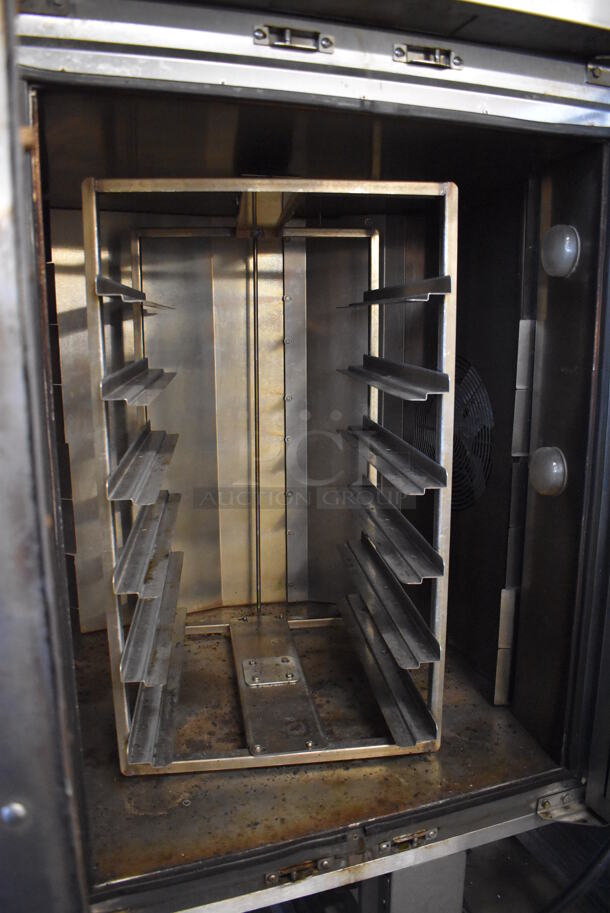 Baxter OV310E Stainless Steel Commercial Floor Style Electric Powered Mini Rotating Rack Oven w/ Lower Pan Rack on Commercial Casters. 208 Volts, 3 Phase. 48x38x78 - Image 5 of 8