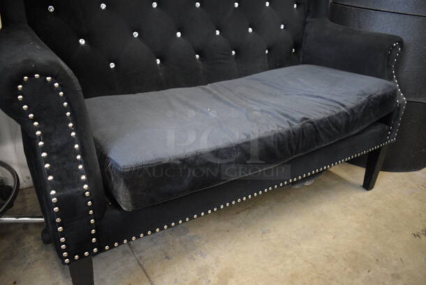 Black Chair w/ Arm Rests and Nail Head Trim. 59x30x50 - Image 5 of 5