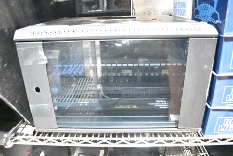 Electronic Cabinet w/ StarTech 8 Outlet PDU Power Distribution, Netgear Router, Yealink Base Station, Merakin Z3.