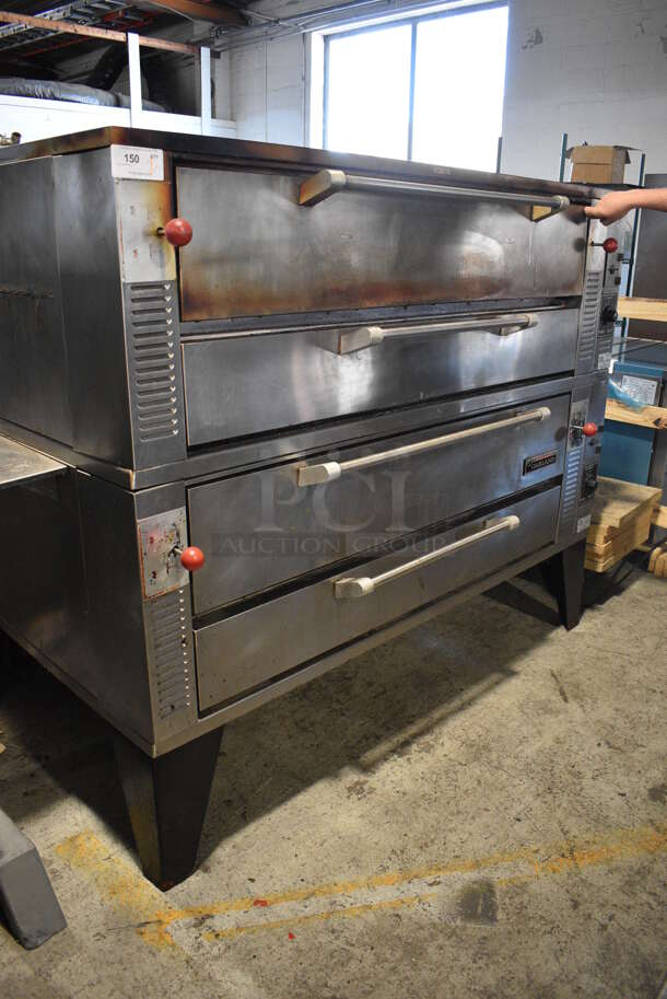 2 Garland Model GPD60 Stainless Steel Commercial Natural Gas Powered Single Deck Pizza Ovens w/ Cooking Stones on Metal Legs. 122,000. 81x49x63.5. 2 Times Your Bid! - Image 2 of 12