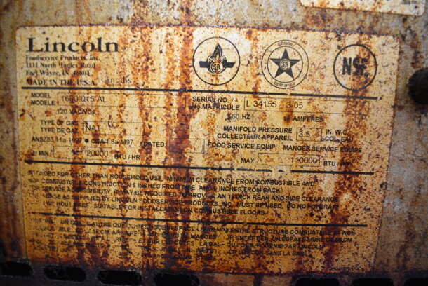 3 Lincoln Impinger Model 1600-015-AL Stainless Steel Commercial Natural Gas Powered Conveyor Pizza Oven on Commercial Casters. Bottom Oven Does Not Have Conveyor Belt. 110,000 BTU. 82x61x66. 3 Times Your Bid! - Image 8 of 9