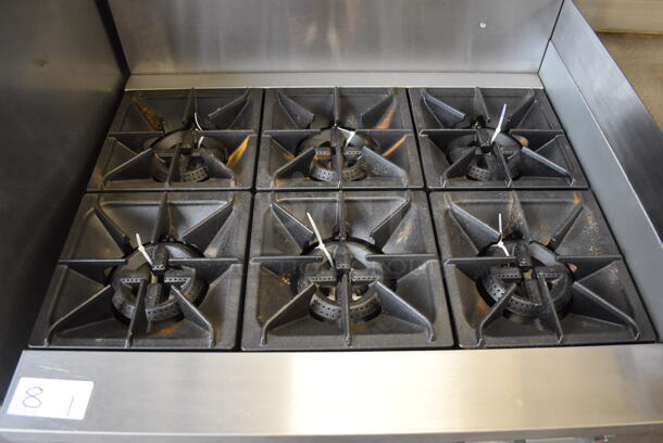 BRAND NEW SCRATCH AND DENT! CPG Cooking Performance Group S60-GS24-N Stainless Steel Commercial Natural Gas Powered 6 Burner Range w/ Flat Top Griddle, 2 Ovens, Over Shelf and Back Splash. 276,000 BTU. 60x33x60. Tested and Working! - Image 7 of 9