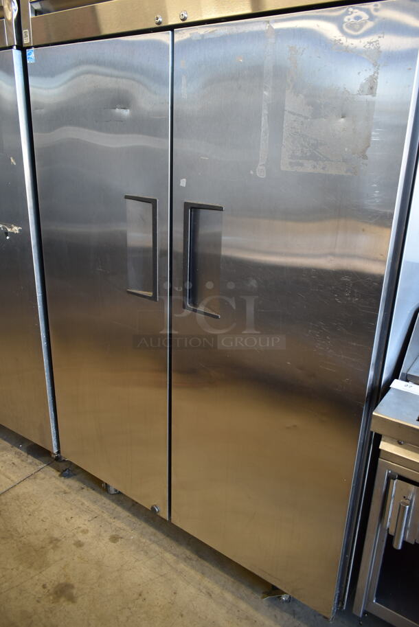 2014 True TG2R-2S ENERGY STAR Stainless Steel Commercial 2 Door Reach In Cooler w/ Poly Coated Racks on Commercial Casters. 115 Volts, 1 Phase. Tested and Working! - Image 3 of 8