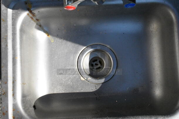 Advance Tabco Stainless Steel Single Bay Wall Mount Sink w/ Faucet and Handles.  - Image 5 of 5