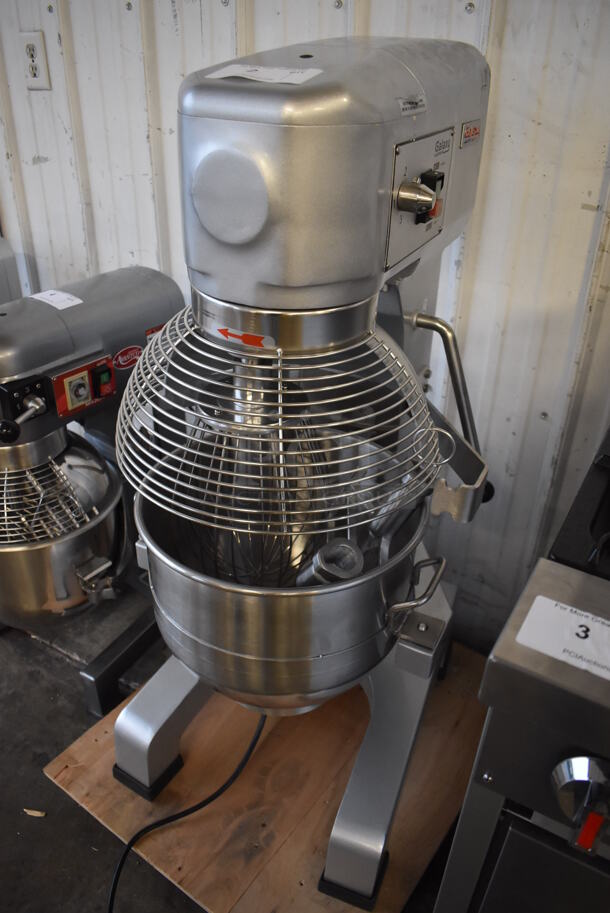 BRAND NEW SCRATCH AND DENT! Galaxy 177GMIX30 Metal Commercial Floor Style 30 Quart Planetary Dough Mixer w/ Stainless Steel Mixing Bowl, Bowl Guard, Dough Hook, Balloon Whisk and Paddle Attachments. 110 Volts, 1 Phase. 20x26x48. Tested and Working! - Image 3 of 11