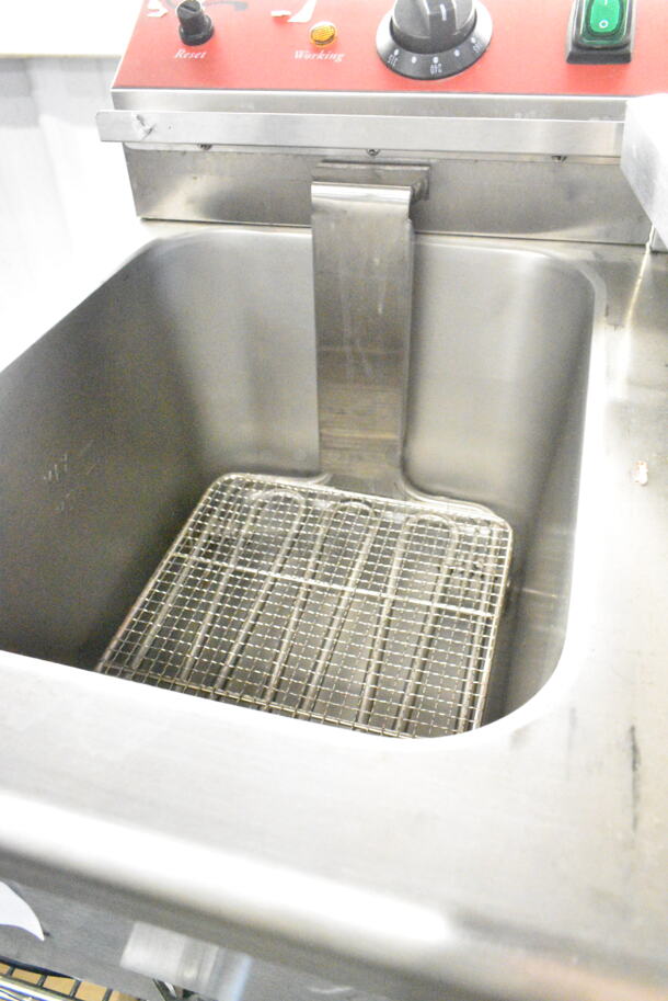 BRAND NEW SCRATCH AND DENT! 2023 Avantco 177F202 Stainless Steel Commercial Countertop Electric Powered 2 Bay Fryer w/ Lids and Metal Fry Baskets. 208-240 Volts, 1 Phase. - Image 7 of 8