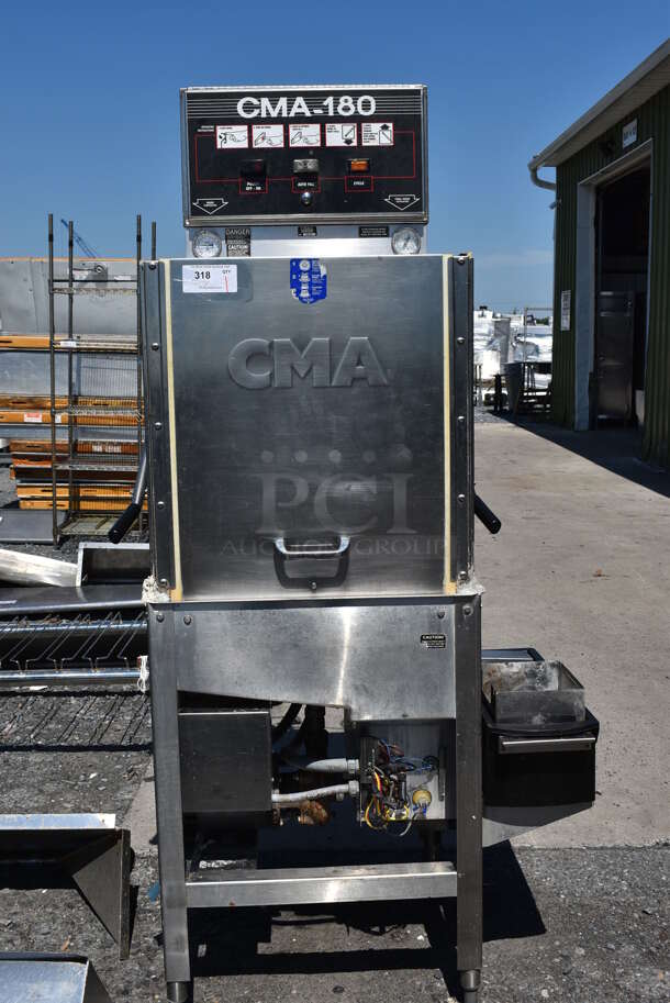 CMA Model HTSB Stainless Steel Commercial Straight Pass Through Dishwasher. Goes GREAT w/ Lots 320 and 345! 208-240 Volts, 3 Phase. 42x32x74