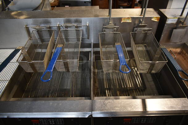 Giles EOF-24 Stainless Steel Commercial Electric Powered 3 Bay Fryer w/ Giles EOF-BIB Dumping Station and 4 Metal Fry Baskets. 480 Volts, 3 Phase. - Image 4 of 9