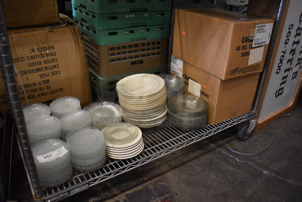 ALL ONE MONEY! Tier Lot of Various Items Including Glass and Ceramic Plates