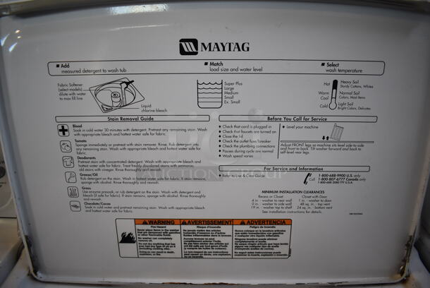 Maytag Metal Top Load Washer. 115 Volts, 1 Phase. 27x26x43 - Image 5 of 5