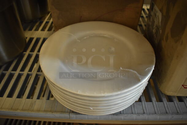 Box of 8 BRAND NEW! White Ceramic Plates. 9.5x9.5x1