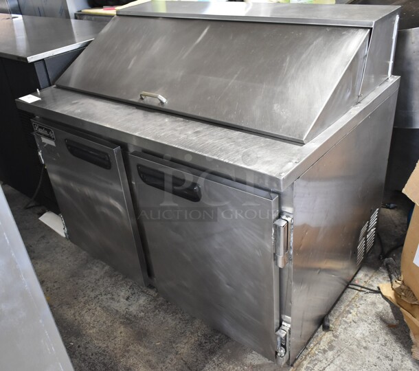 Leader ESLM48S/C Stainless Steel Commercial Sandwich Salad Prep Table Bain Marie Mega Top. 115 Volts, 1 Phase. Tested and Powers On But Does Not Get Cold - Image 1 of 6