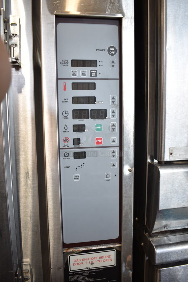 Baxter Stainless Steel Commercial Gas Powered Mini Rotating Rack Oven w/ Lower Double Pan Rack on Commercial Casters. - Image 6 of 9