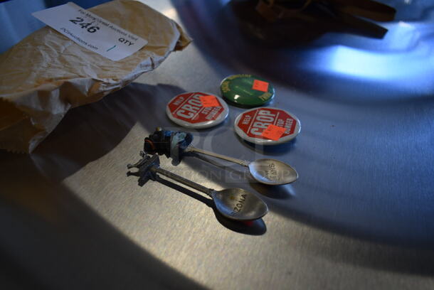 ALL ONE MONEY! Lot of 2 Help Stop Hunger Pins, Social Ministry Pin and 2 Spoons - Image 2 of 4