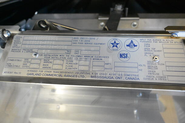 BRAND NEW! 2023 Garland GTBG24-AR24 Stainless Steel Commercial Countertop Natural Gas Powered 24" Radiant Charbroiler with Adjustable Grates. - Image 8 of 8