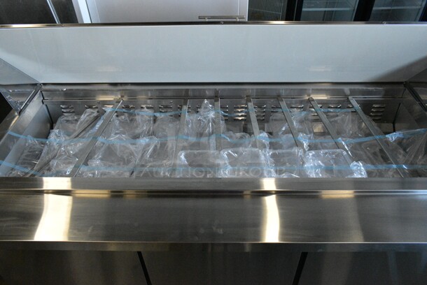 BRAND NEW SCRATCH AND DENT! 2023 Avantco 178ZPT71MHC Stainless Steel Commercial 71" 3 Door Front Breathing Mega Top Refrigerated Sandwich Prep Table. 115 Volts, 1 Phase. Tested and Working! - Image 4 of 11