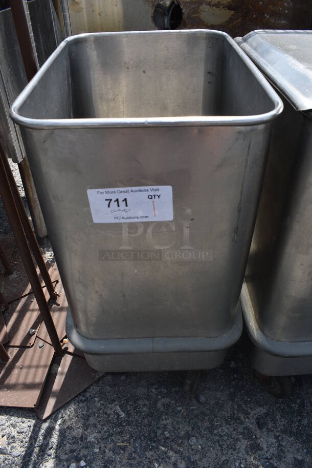 Stainless Steel Commercial Ingredient Bin on Commercial Casters. 13x18x27