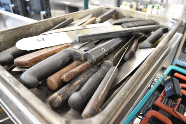 ALL ONE MONEY! Lot of Chafing Dish w/ Approximately 25 Knives.  - Image 2 of 3