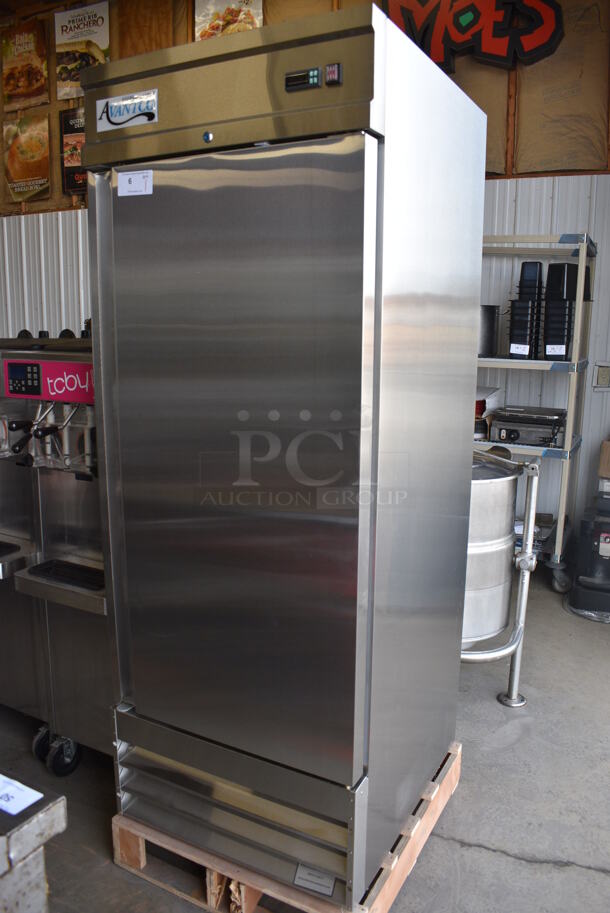 BRAND NEW! Avantco Model 178CFD1FF Stainless Steel Commercial Single Door Reach In Freezer w/ Poly Coated Racks. 115 Volts, 1 Phase. 29x32.5x77.5. Tested and Working! - Image 3 of 7