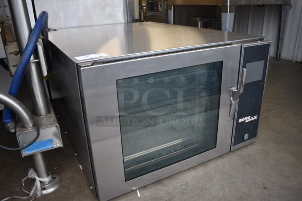 2013 Belshaw Adamatic Mono Model FG189T-UZ82 Stainless Steel Commercial Electric Powered Convection Oven w/ View Through Door. 208/220 Volts, 3 Phase. 33x46x21.  - Image 3 of 6