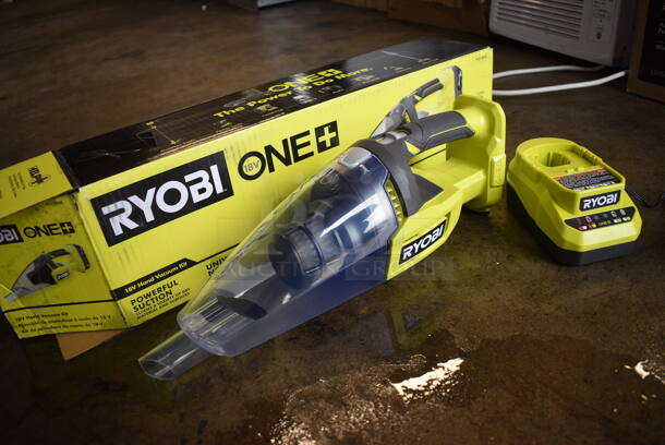 IN ORIGINAL BOX! Ryobi Handheld Battery Powered Vacuum w/ Charger. Missing Battery Pack. 16x6x6 - Image 4 of 5