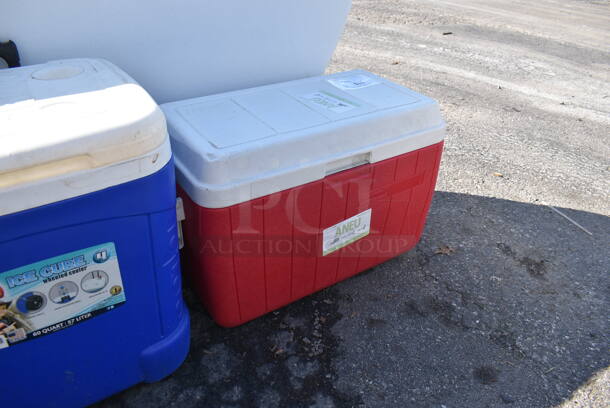 Coleman Red and White Poly Portable Cooler. 25x14x16 - Image 3 of 4