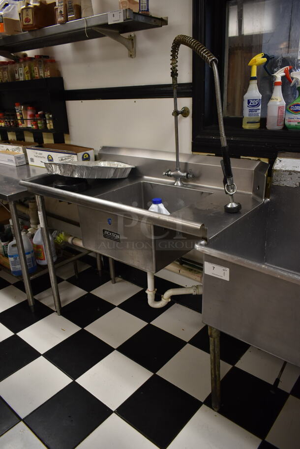 Stainless Steel Commercial Single Bay Left Side Dirty Side Dishwasher Table w/ Spray Nozzle Attachment and Handles. Bay 20x20. Drain Board 19x23.5. BUYER MUST REMOVE. (kitchen) - Image 2 of 7