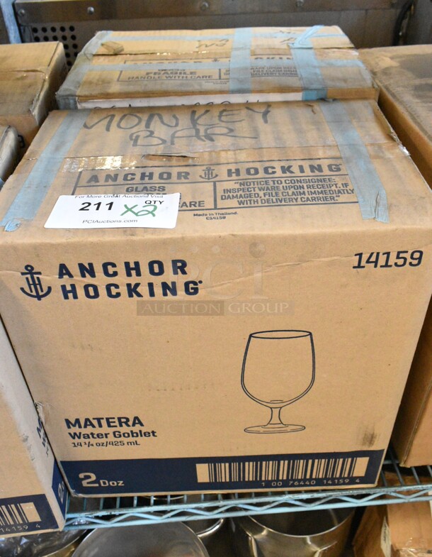 2 Boxes of 24 BRAND NEW SCRATCH AND DENT! Anchor 14159 14 1/2 oz Matera Water Goblet Glass. 2 Times Your Bid!   - Image 2 of 4