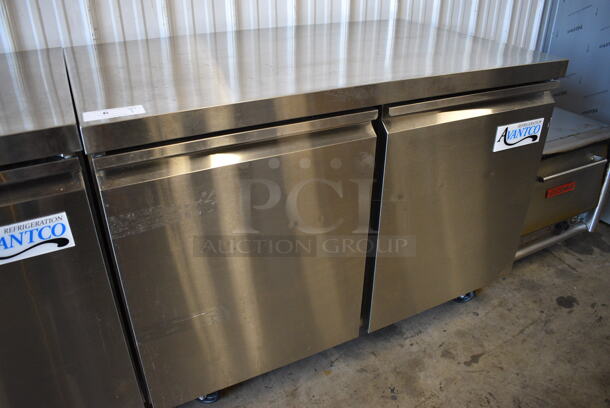 Avantco 178SSUC48RHC Stainless Steel Commercial 2 Door Undercounter Cooler on Commercial Casters. 115 Volts, 1 Phase. Unit Was Only Used a Few Times as a Demonstration at a Trade Show. 47.5x29.5x35.5. Tested and Working! - Image 2 of 7