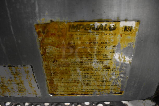 Imperial IFS-40 Stainless Steel Commercial Floor Style Natural Gas Powered Deep Fat Fryer w/ 2 Metal Fry Baskets. 105,000 BTU. 15.5x31x47. BUYER MUST REMOVE. Item Was in Working Condition on Last Day of Business. (kitchen) - Image 6 of 6