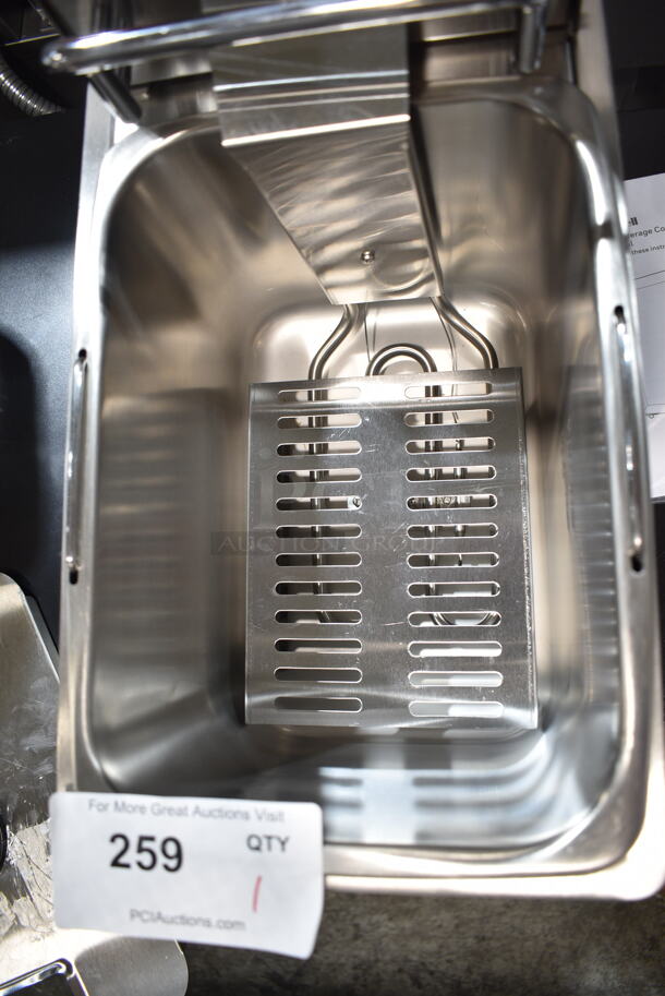 2024 Crosson CF-10 Stainless Steel Commercial Countertop Electric Powered Single Bay Fryer w/ Metal Fry Basket and Lid. 120 Volts, 1 Phase. - Image 5 of 7