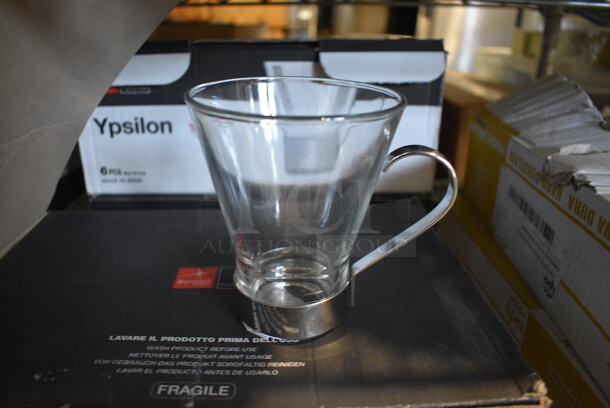 3 Boxes of 6 BRAND NEW IN BOX! Bormioli Ypsilon Glasses. 5x3.5x4. 3 Times Your Bid!