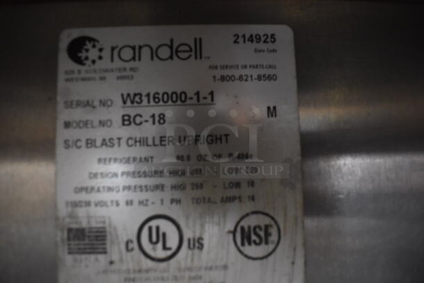 Randell BC-18 Commercial Stainless Steel Floor Standing One Door Upright Blast Chiller With Steel Racks. 208-240V/3 Phase - Image 5 of 7