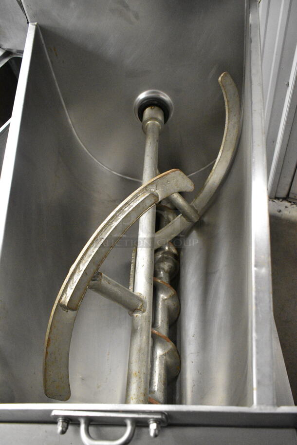 Hobart MG2032 Metal Commercial Floor Style Electric Powered Meat Mixer Grinder w/ Foot Pedal on Commercial Casters. 208 Volts, 3 Phase. Tested and Working! - Image 6 of 10